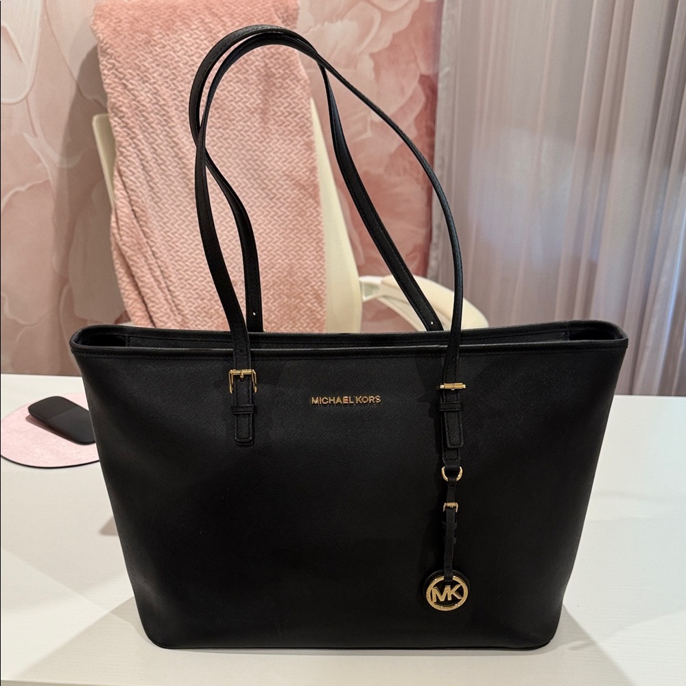 Michael Kors Black Tote with Gold Accents
